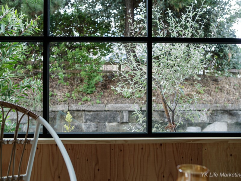 大窓からは、海に向かうシンボルロードと隣地の緑を眺めます。